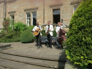 Ritz Trio performing at Errol Park Perthshire